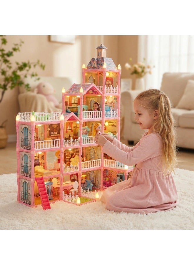 واي آند دي بيت دمى الأميرة المصنوع يدويًا للبنات، قلعة مكونة من 16 غرفة و3 شرفات، ألعاب قلعة مع أكثر من 35 قطعة إكسسوارات، أثاث واقعي ودمى، مجموعة ألعاب القلعة الفاخرة مع أضواء، هدية مثالية لأعياد الميلاد والعيد للبنات من سن 4 إلى 8 سنوات. - Image 5